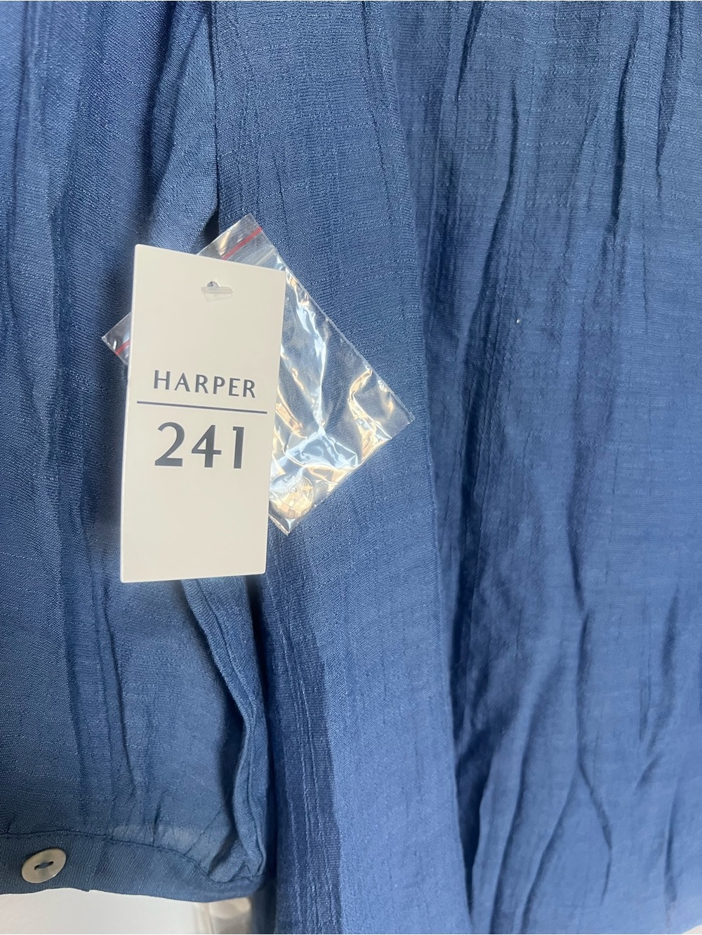 Harper 241 NWT Blue Lace Yoke Long Sleeve Blouse Petite XL - Picture 8 of 8
